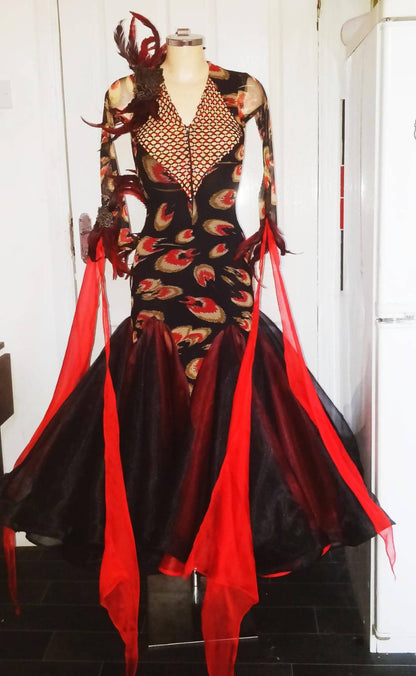 Black & Dark Red  Ballroom Dress