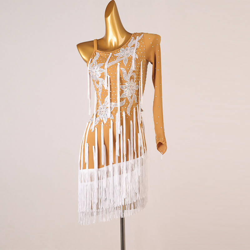 White Embellishments Rhythm Dress | LQ359Dance Dressing White Embellishments Rhythm Dress | LQ359Dance Dressing
