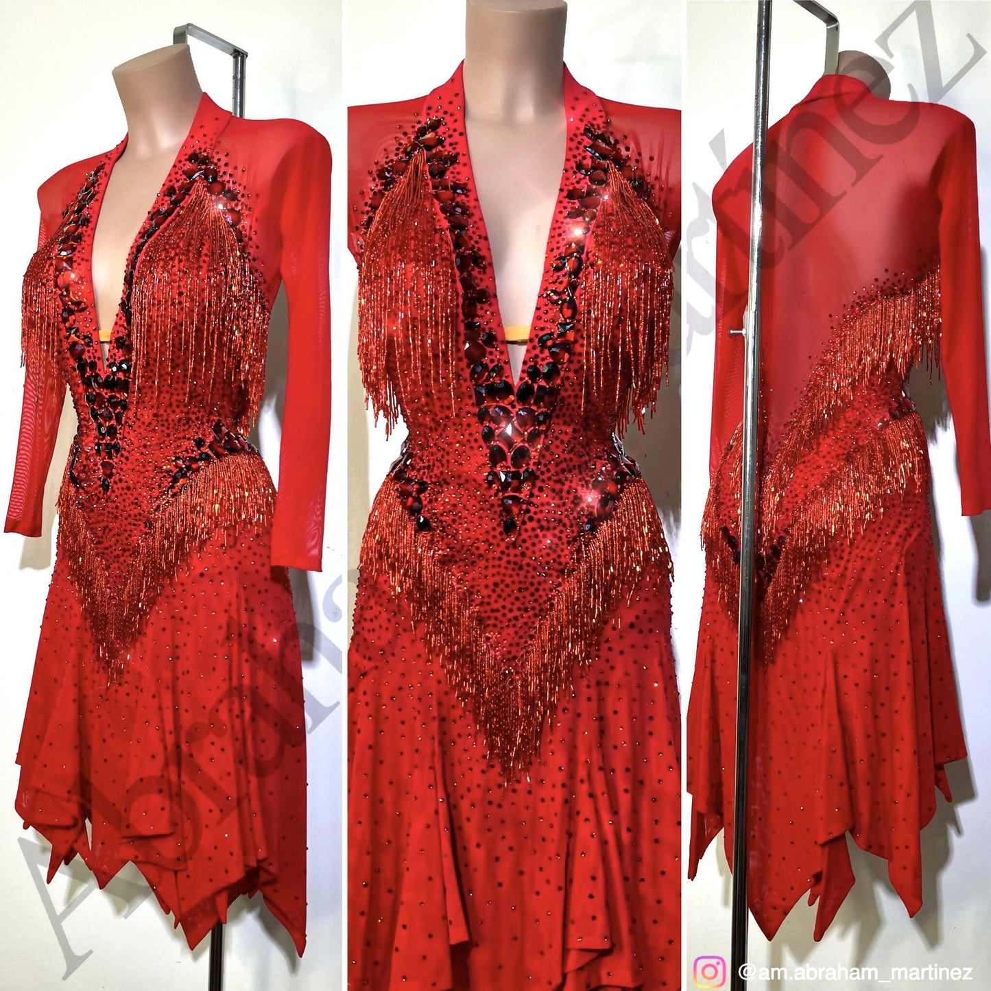 Red Abraham Martinez Latin Dress (latin dresses for sale, latin, dancesport, rhythm)