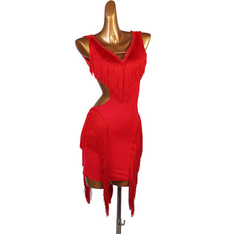 Practice Red & Blue Latin Dancewear Dress (dancewear, dance practice wear, latin dress for sale)