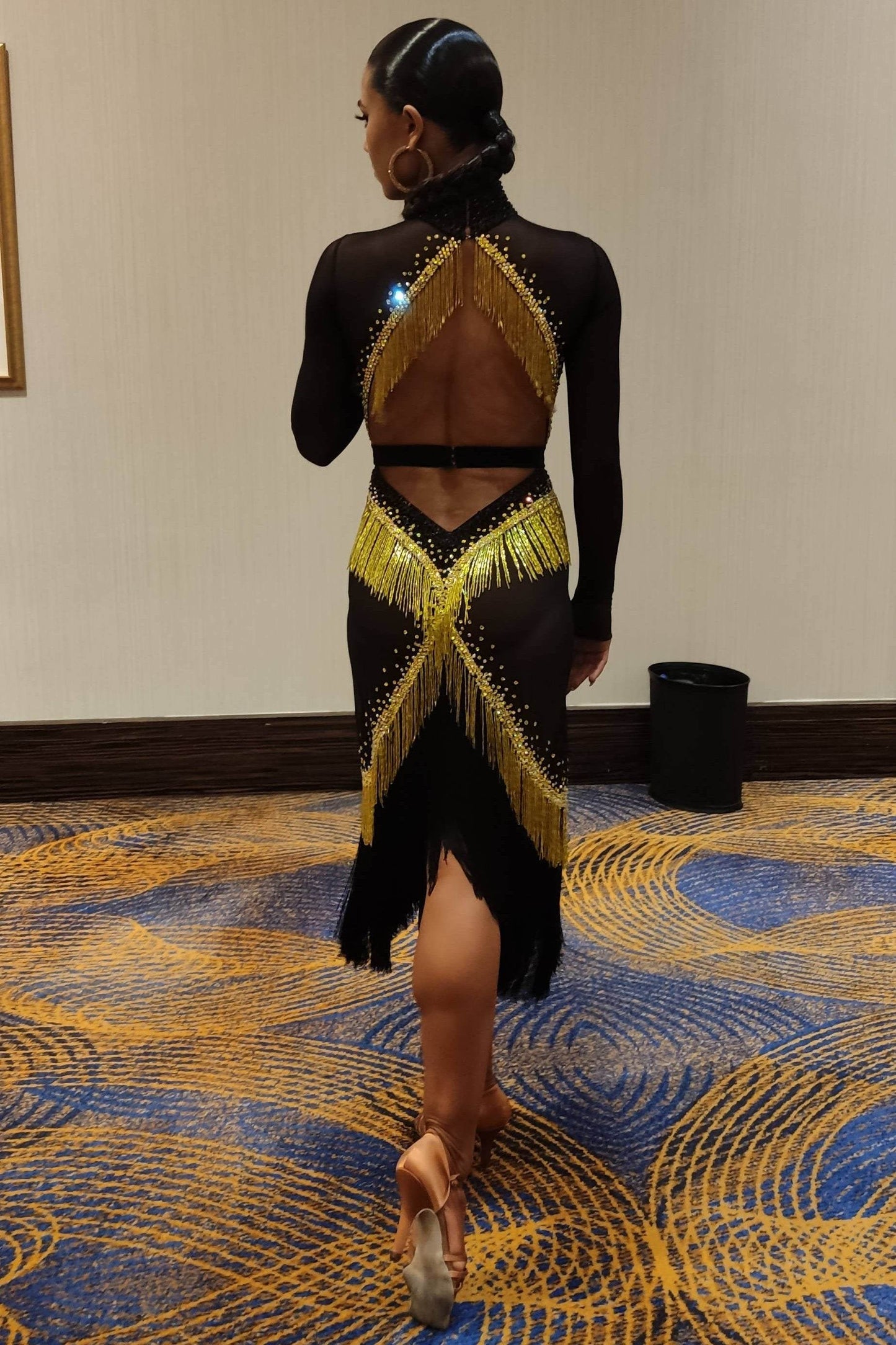 Black & Gold Latin DressDance Dressing