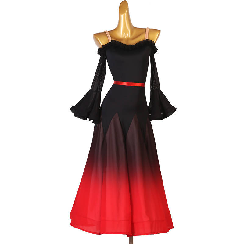 New Ballroom Dance Dresses foxtrot dress Women Stage Waltz Ballroom Dress black white red purple gradient color MQ265
