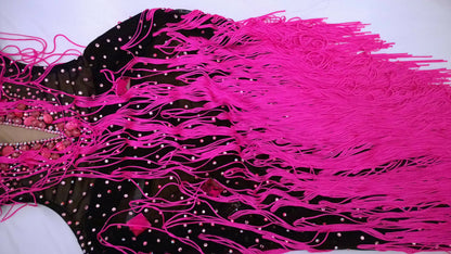 New Pink Fringe Latin Dress, latin dress for sale, rhythm dresses