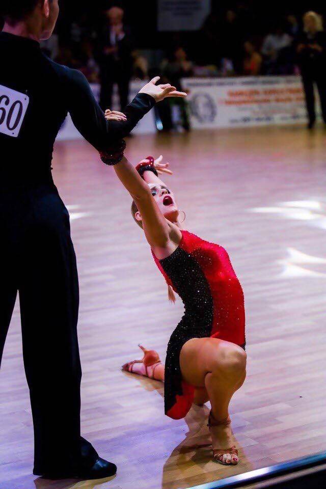 Red & Black Latin Dress (ballroom dresses for sale, latin dress for sale, dancesport, rhythm)