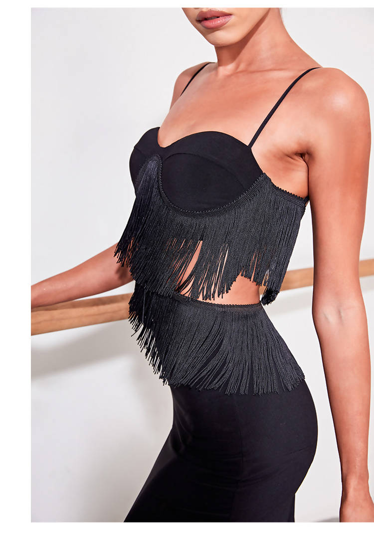 Latin dance practice dress with fringes