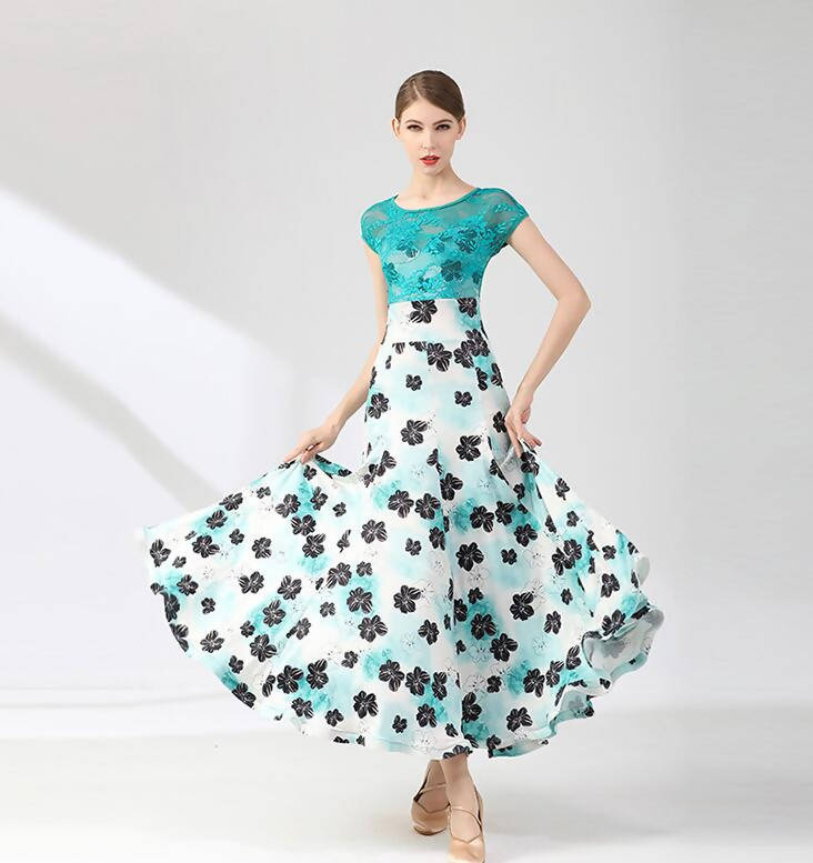 Green floral practice dress for ballroom