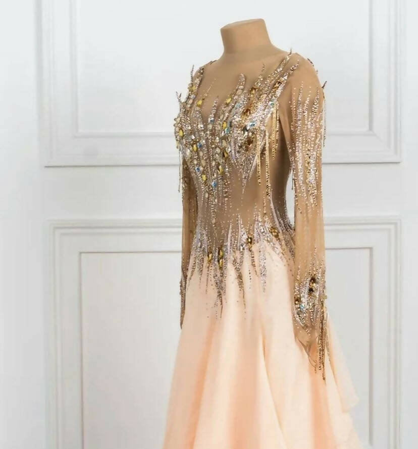 Gold Peach Sponsored Ballroom DressDance Dressing