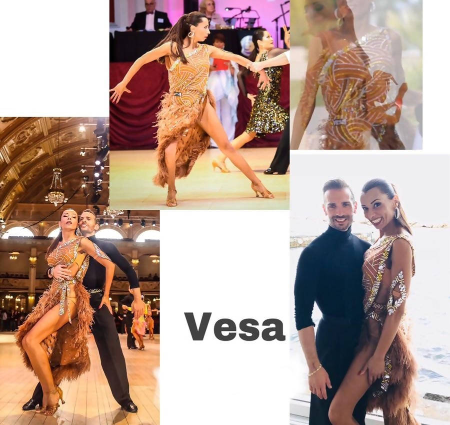 Light Brown Cappuccino Vesa Latin Dress (ballroom dresses for sale, latin, dancesport, rhythm) - DDressing