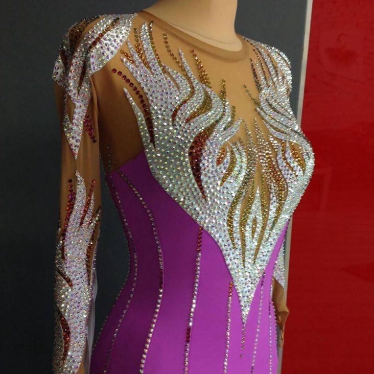Lila Purple Standard Ballroom Dress with Crinoline (ballroom dress for sale, standard, modern)