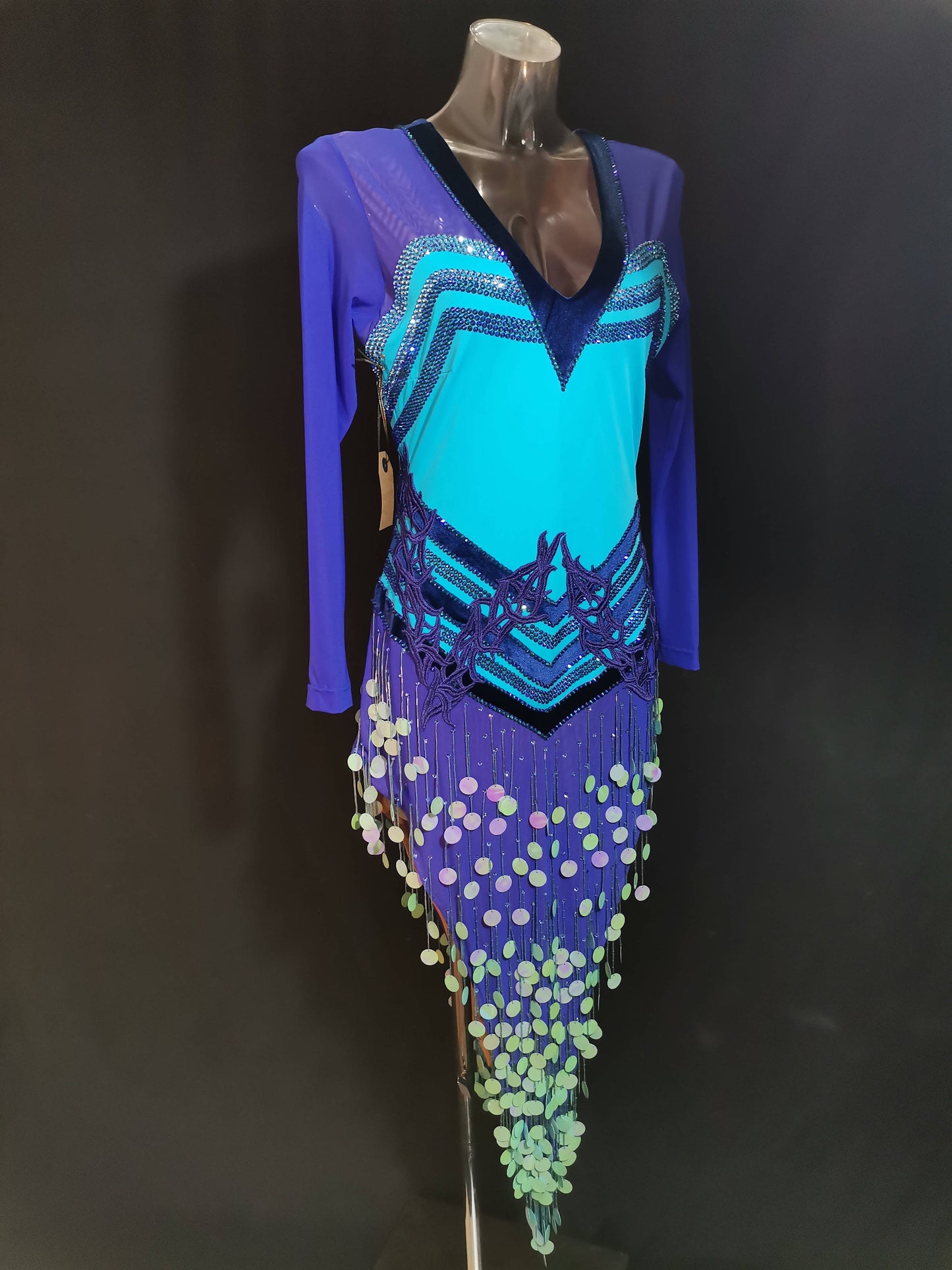 New Purple & Blue Latin Dress (latin dress for sale, dancesport, rhythm)
