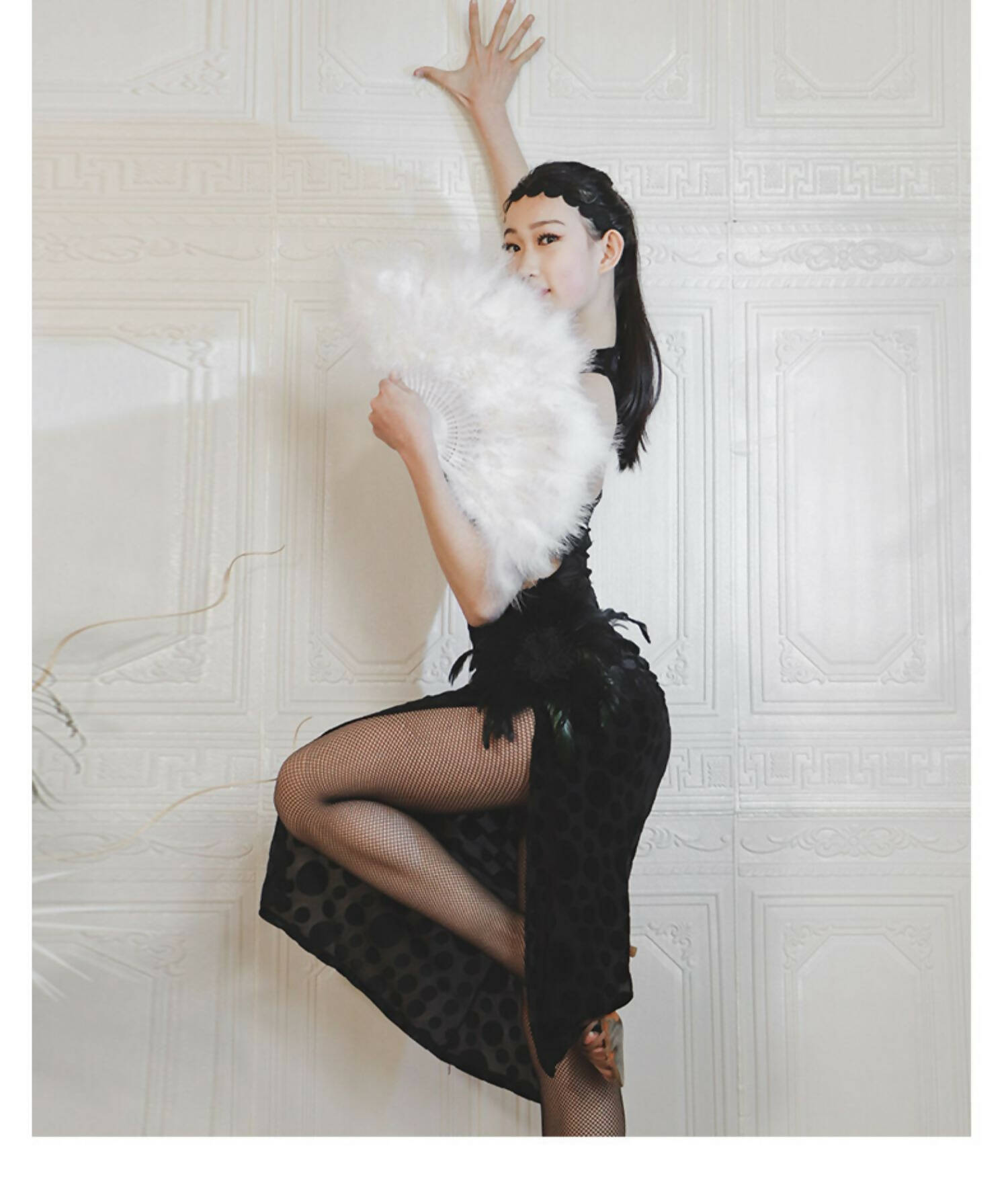 Seductive Feathers Black Latin Dress | ADL17