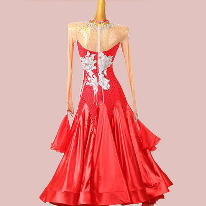 Exquisite Red Ballroom Dress with Lace | MD1267