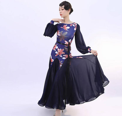 Festive Florals Ballroom Dancing Practice Wear | 9077Dance Dressing