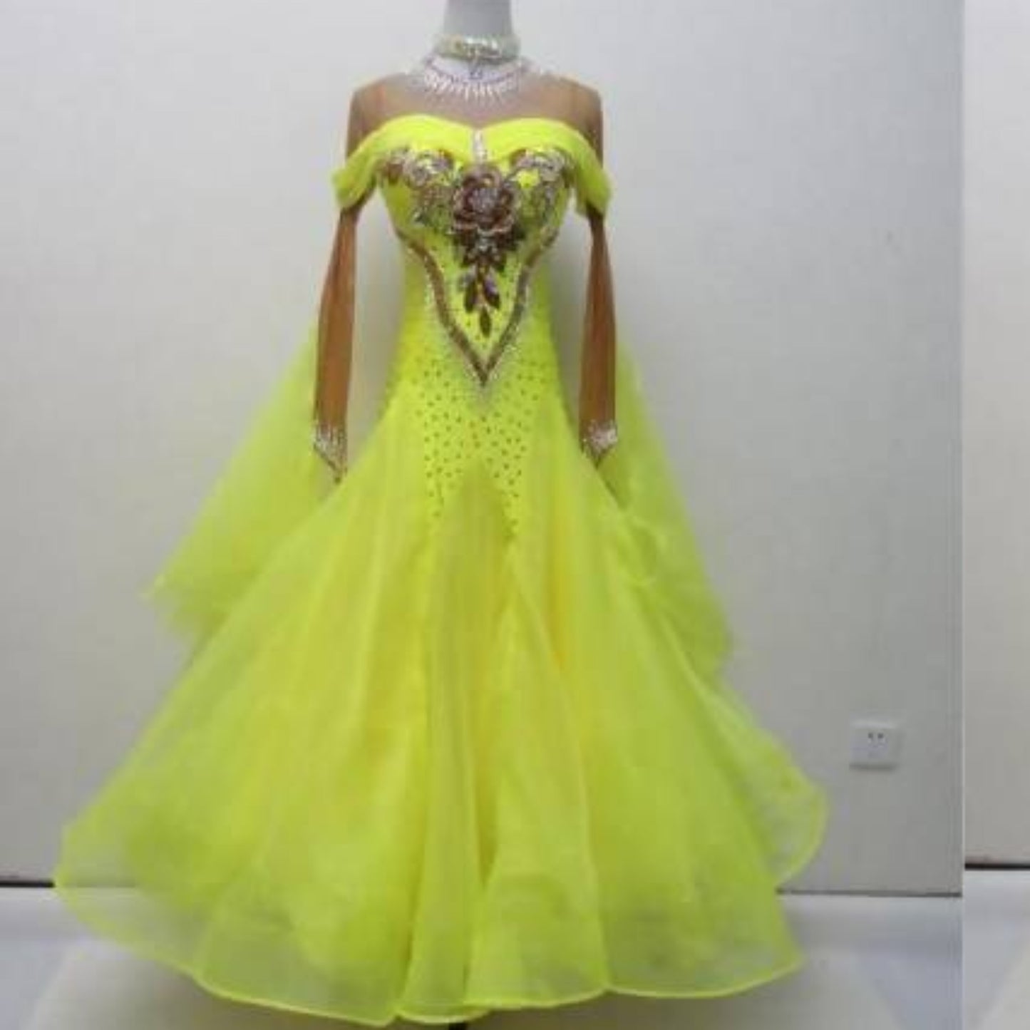 Neon Yellow Standard Dress (ballroom dresses for sale, modern, smooth)