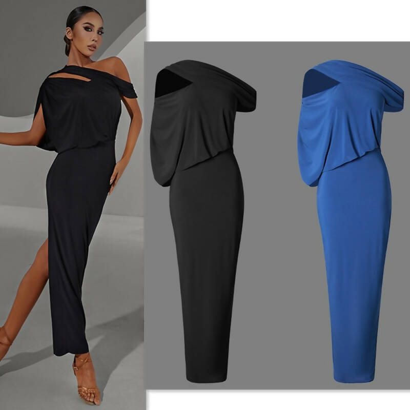 Stunning One-Shoulder Blue/Black Practice Dress | 2304