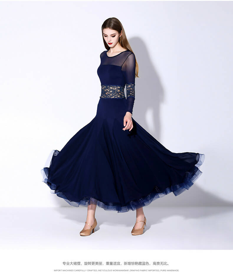 Classic Navy Lace Ballroom Dress | 875