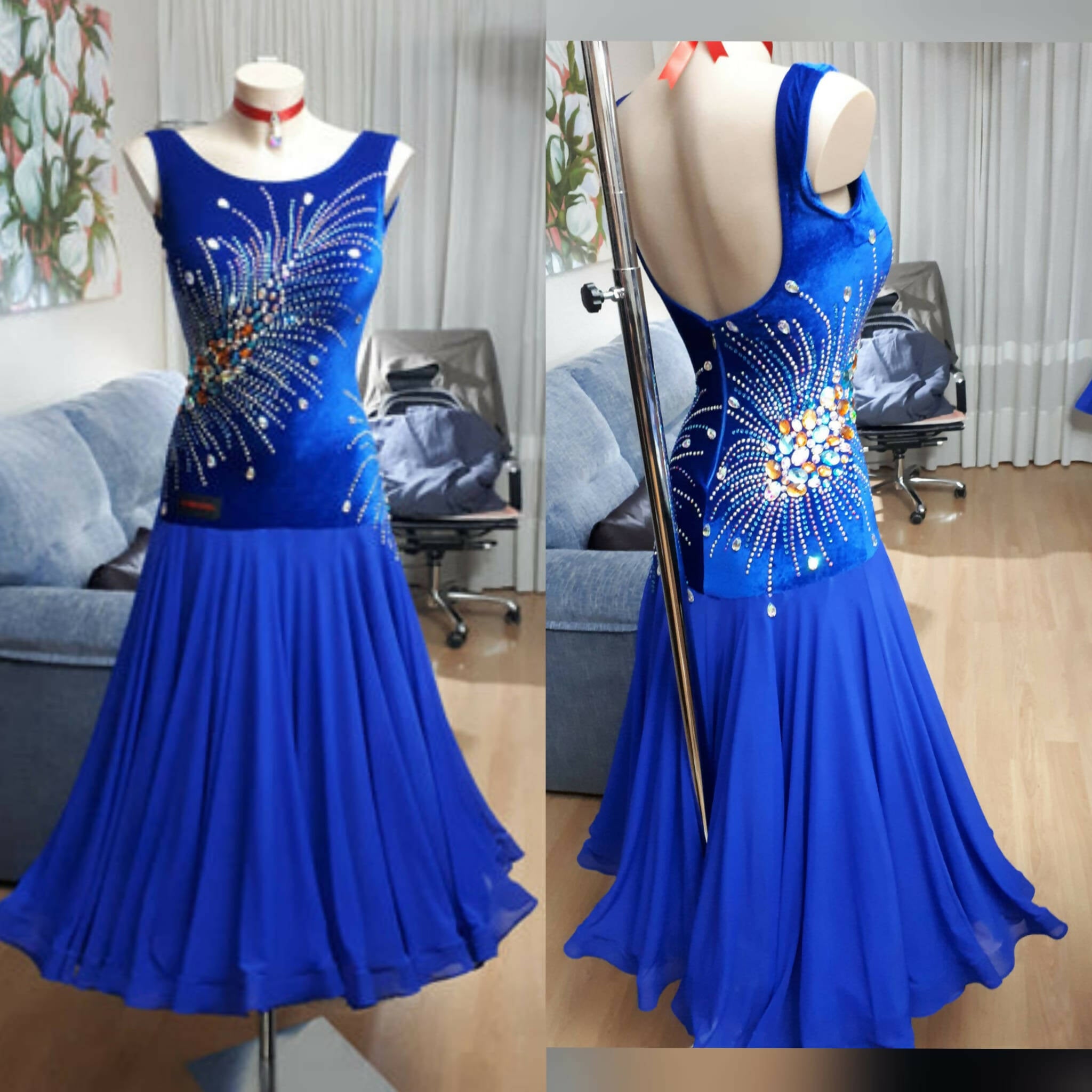Sapphire Serenade Ballroom Dress, standard dress for sale, ballroom dresses, standard dresses for sale, smooth dress, competition dresses