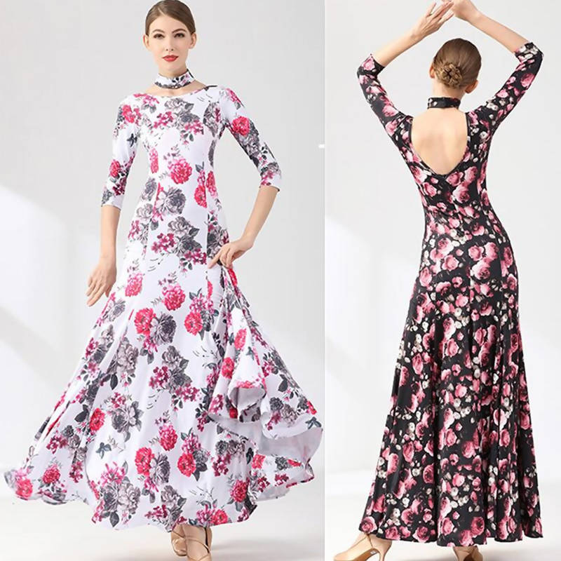 Floral Symphony Ballroom Dance Gown | 9075Dance Dressing