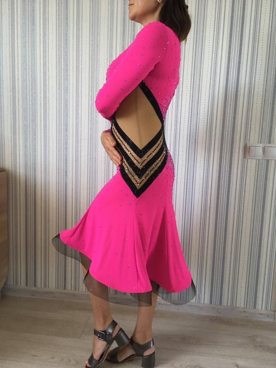 New Pink Silhouette Latin Dress