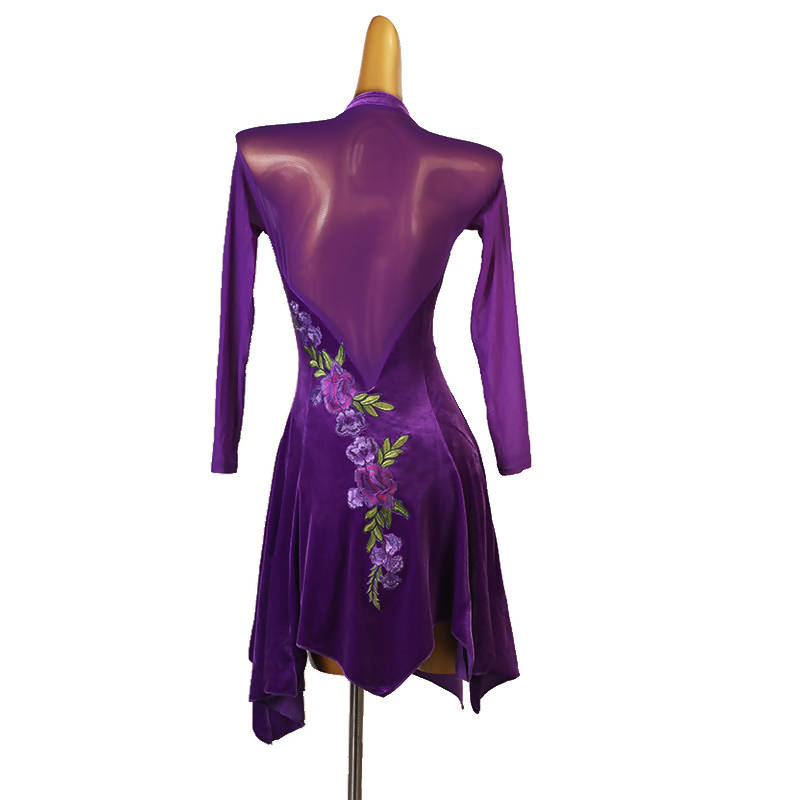 New purple black Latin Dancewear Dress with White Fringe (dancewear, dance practice wear, latin dress) lq242