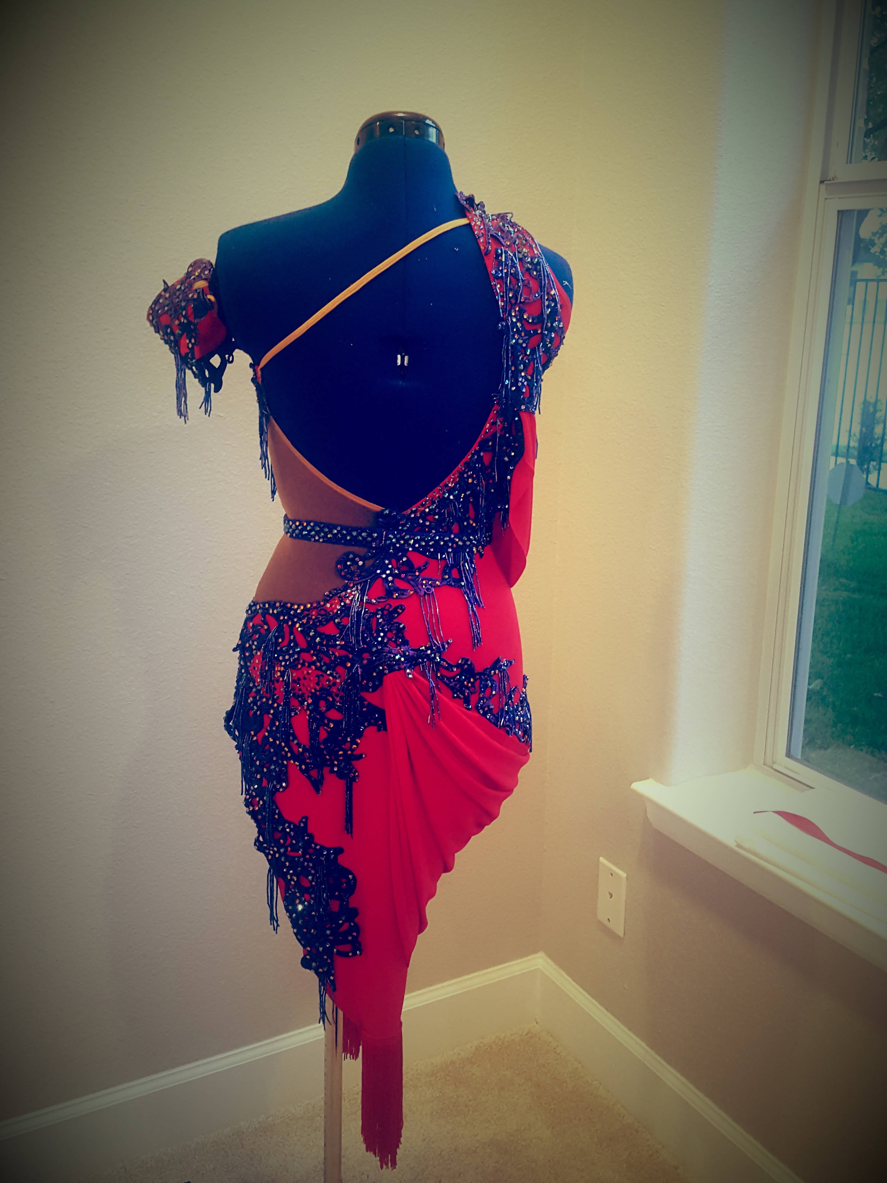 Purple Red Latin Dress (ballroom dresses for sale, latin dress for sale, dancesport, rhythm)