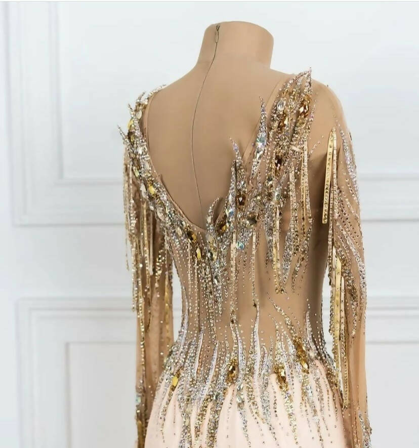 Gold Peach Sponsored Ballroom Dress (ballroom gown, modern, smooth)