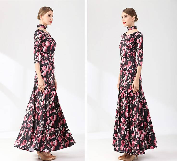 Floral Symphony Ballroom Dance Gown | 9075Dance Dressing