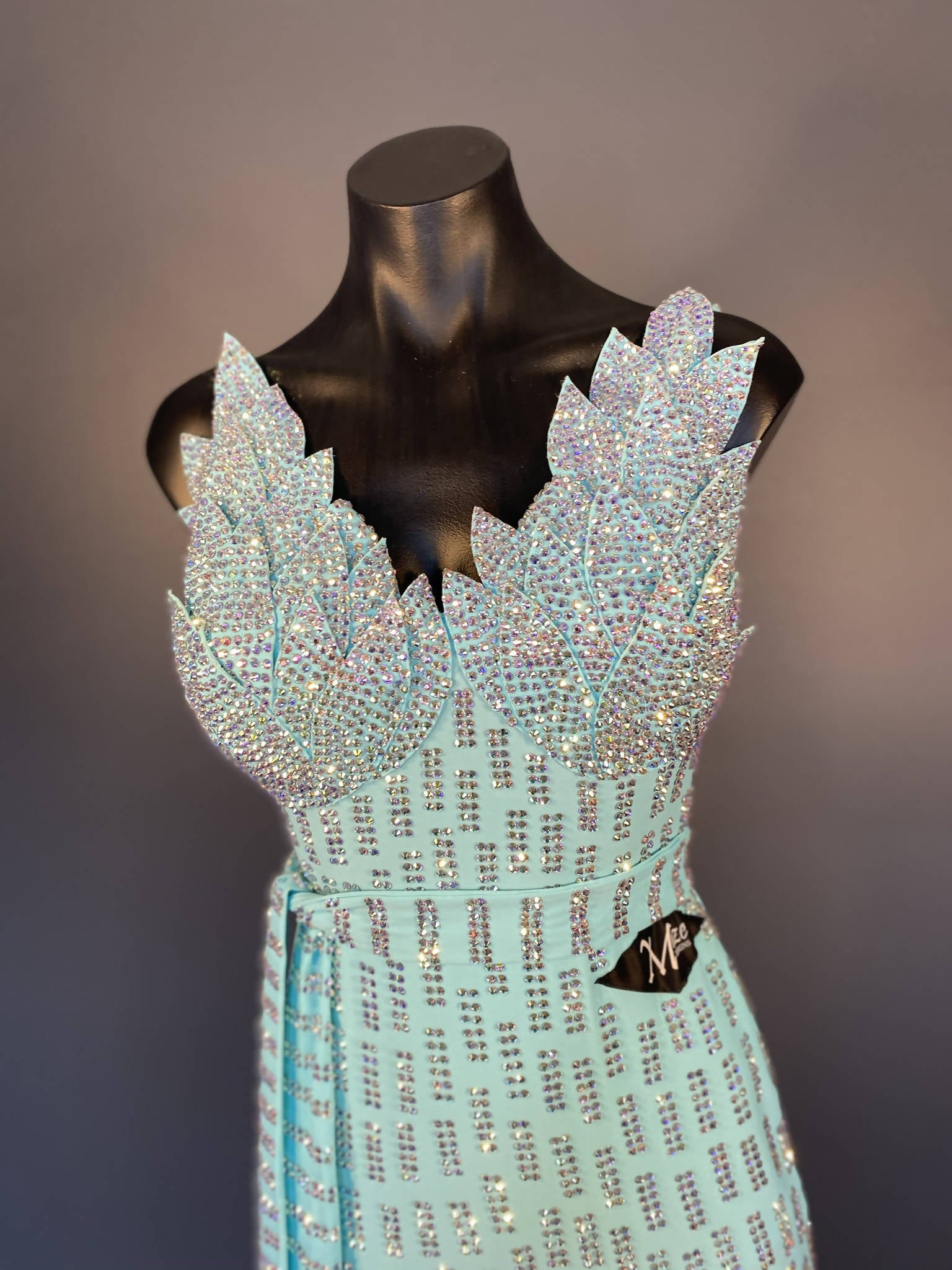 New Fully Stoned Blue Latin Dress (ballroom dresses for sale, latin, dancesport, rhythm)