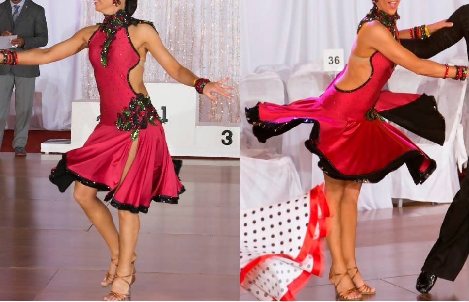 Red Latin Dress with Lace (ballroom dresses for sale, latin, dancesport, rhythm) - DDressing