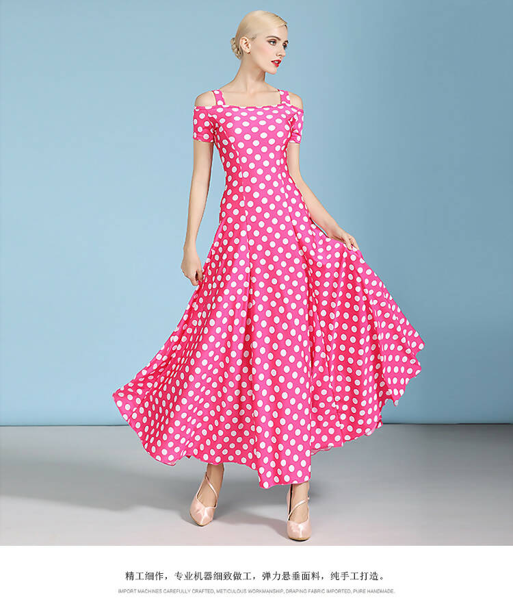Black/Blue/Red/Pink Polka Dot Standard Dress | 9068