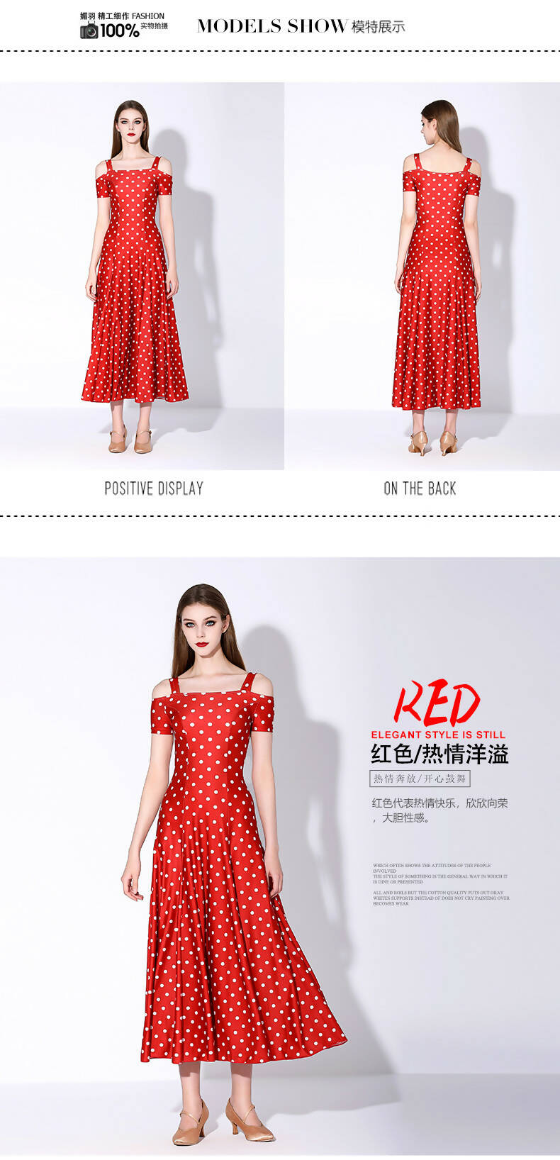 Black/Blue/Red/Pink Polka Dot Standard Dress | 9068