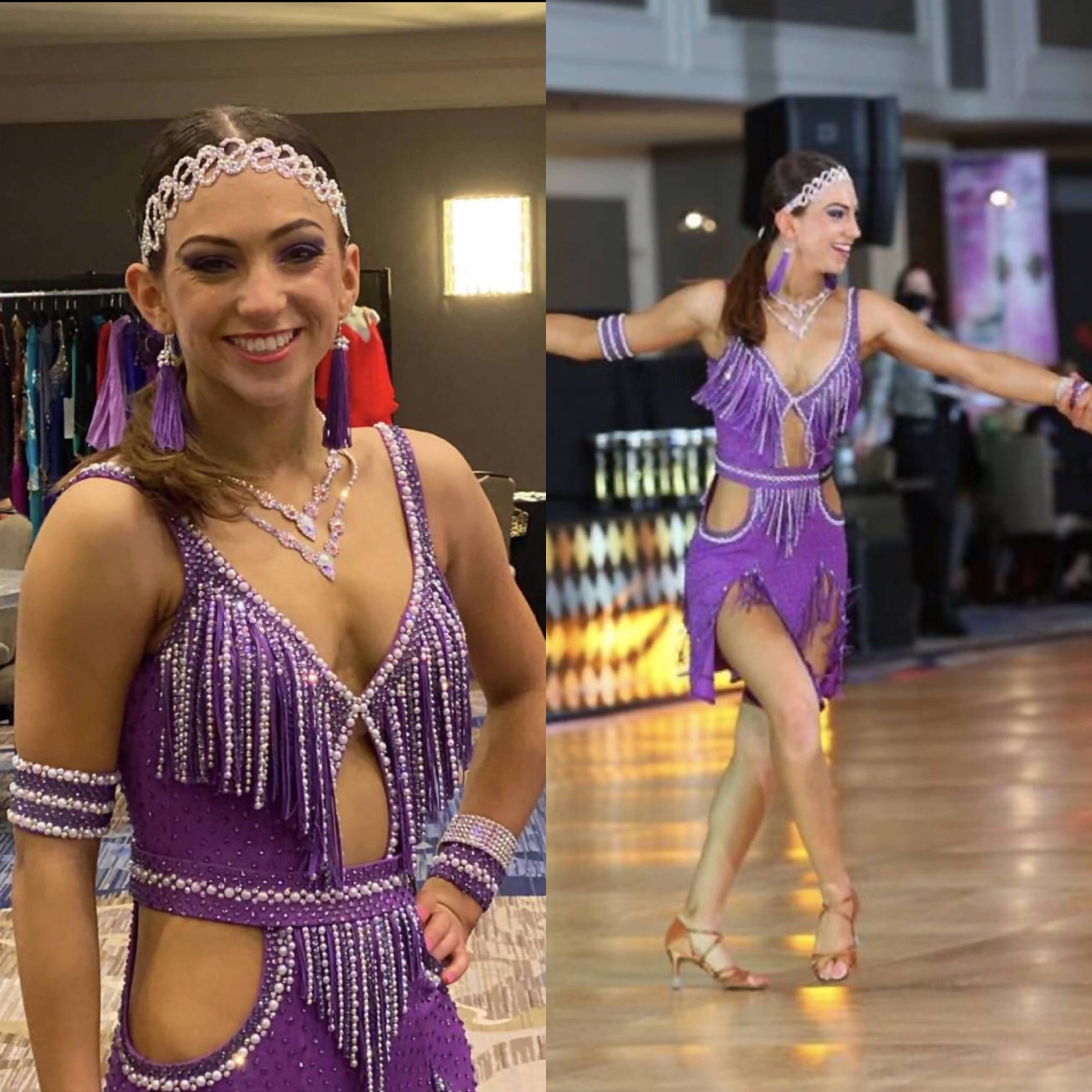 Paula George Purple Latin Dress (latin dresses for sale, ballroom dresses, dancesport, rhythm)