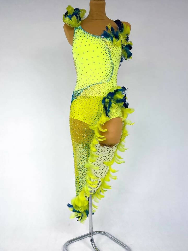 Lime Latin Dress (latin dresses for sale, latin, dancesport, rhythm)