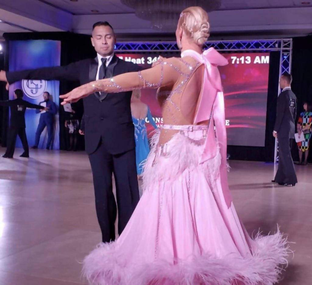 Pink & Beige Smooth Dress by Dore DesignsDance Dressing