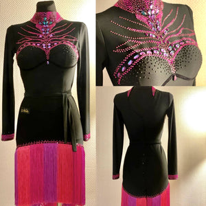 New Black & Pink Latin Dress by Neda Design (latin dress for sale, dancesport, rhythm)