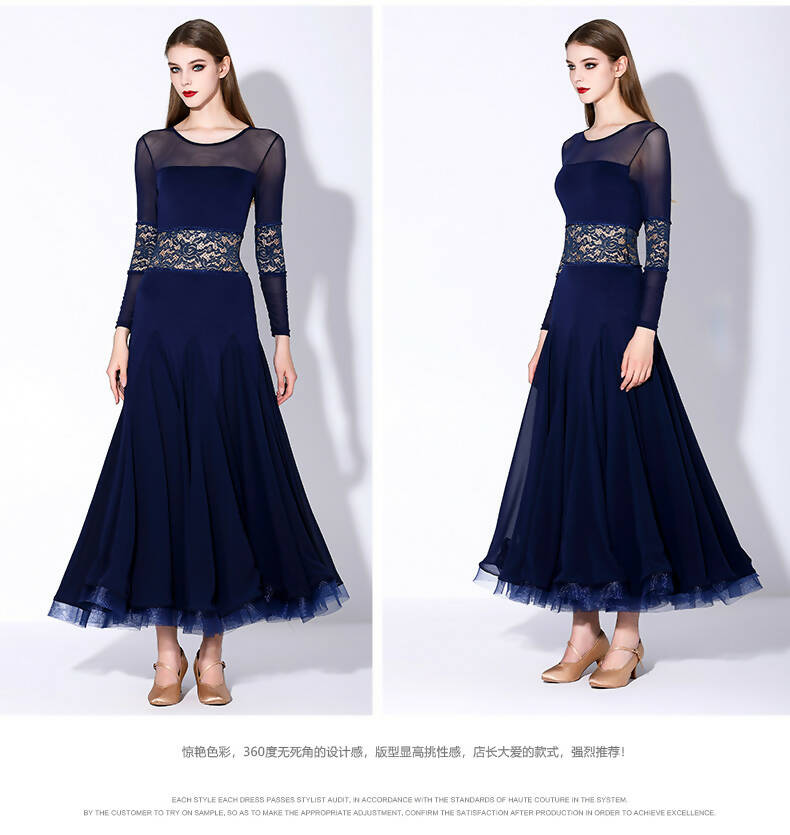 Classic Navy Lace Ballroom Dress | 875