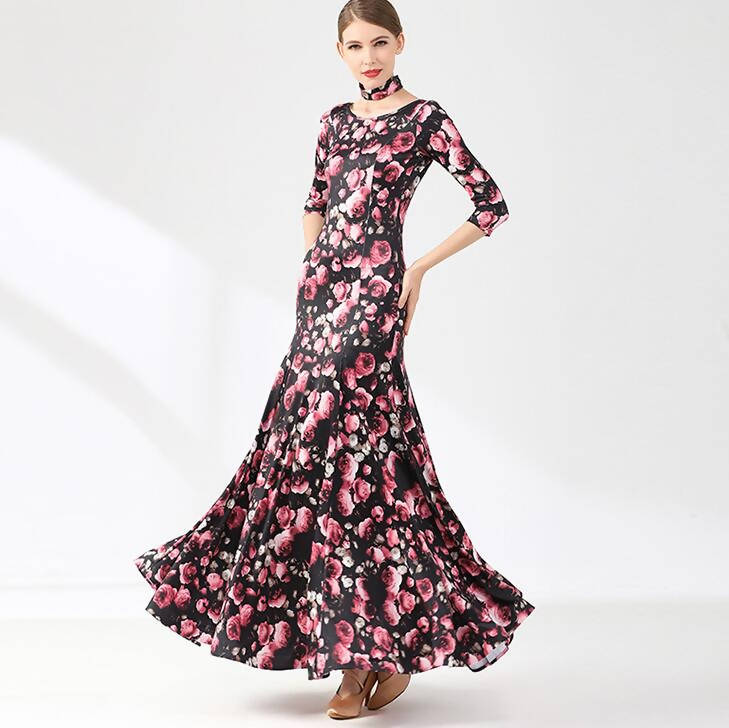 Floral Symphony Ballroom Dance Gown | 9075Dance Dressing