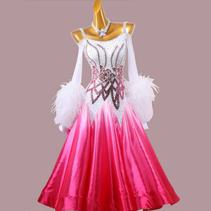 New White & Pink Ballroom Dress MD1270, standard dress for sale, smooth dresses