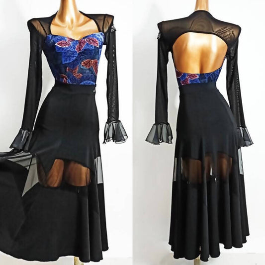 New Black & Blue Dancewear Set - Leotard & Skirt | 635