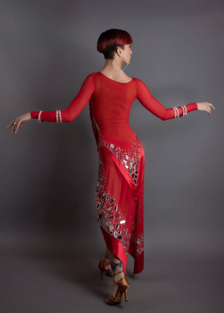 Red Latin Dress by Art-Master For Sale (ballroom dresses for sale, latin dresses for sale, dancesport dresses for sale, rhythm dresses for sale)