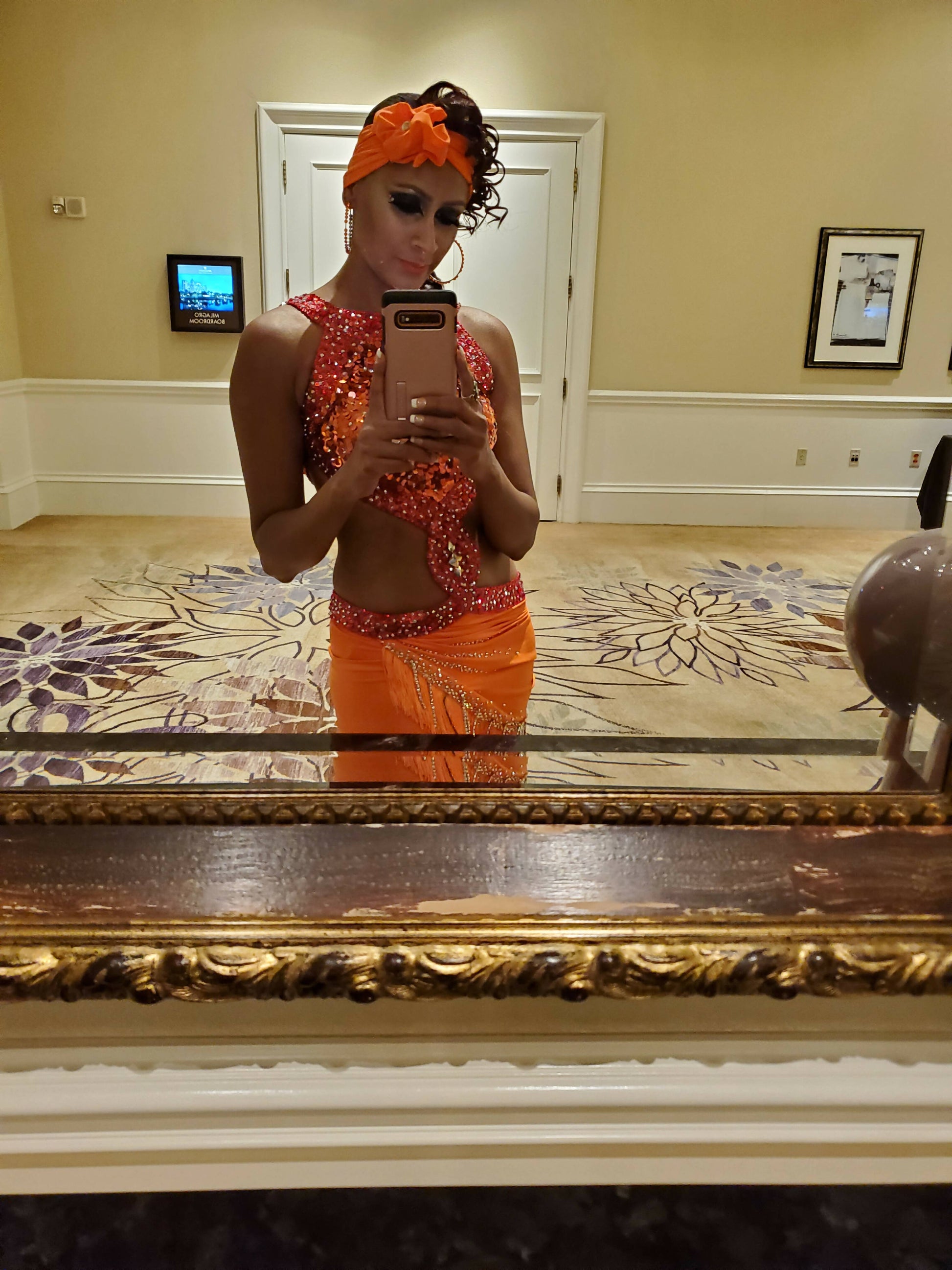 Neon Orange Rhythm Dress (latin dresses for sale, dancesport, rhythm)