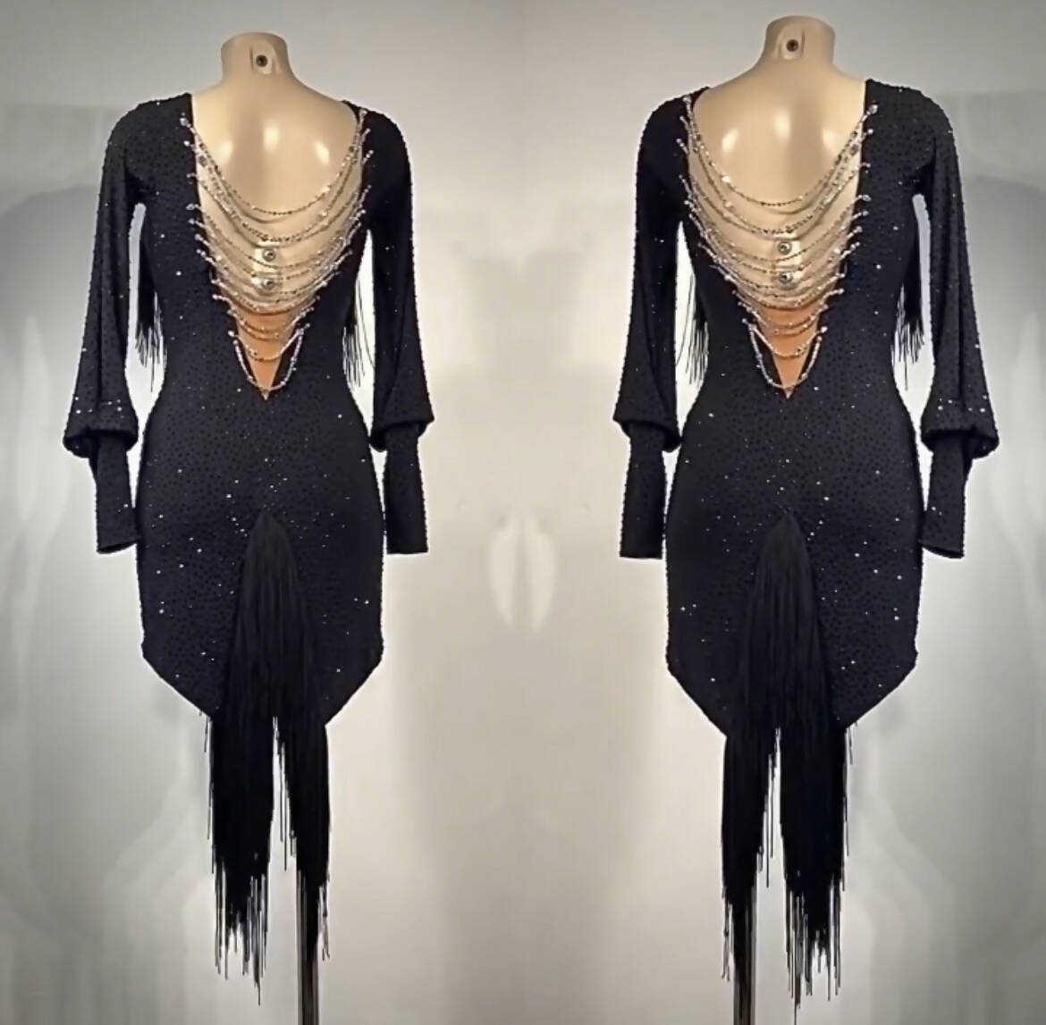 Black Elegance and Crystal Glamour Vesa Latin Dress, latin dress for sale, rhythm dresses