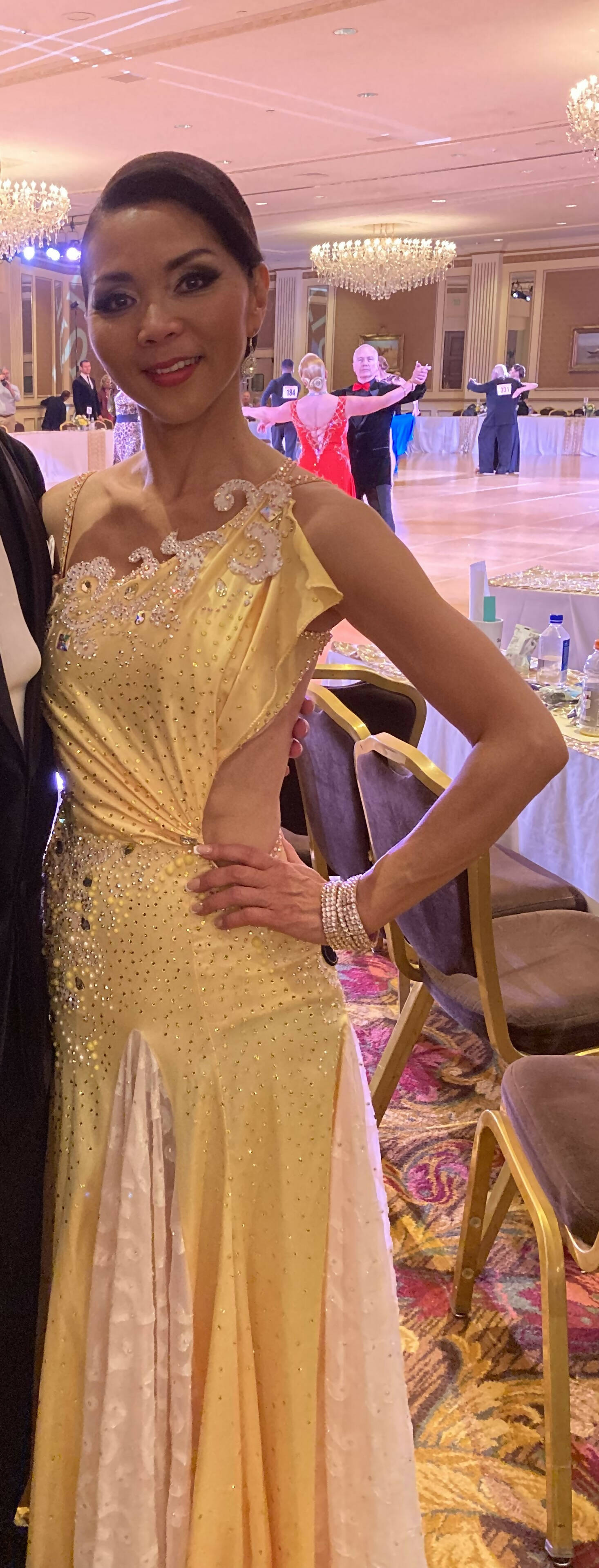 CBE Couture Yellow Ballroom Dress (ballroom dresses for sale, standard, modern, smooth)