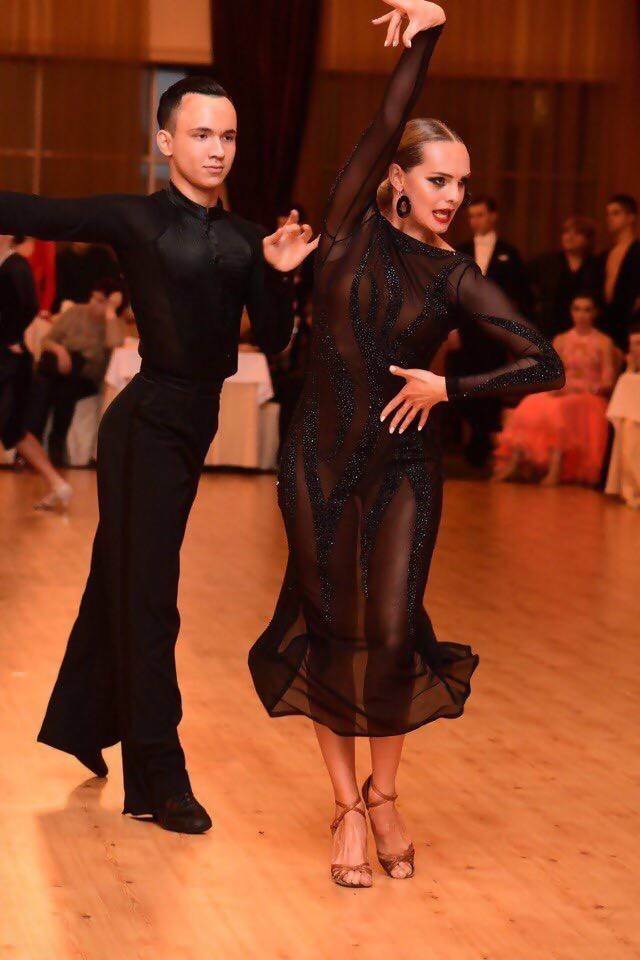 Long Black Mesh Latin Dress (ballroom dresses for sale, latin, dancesport, rhythm)