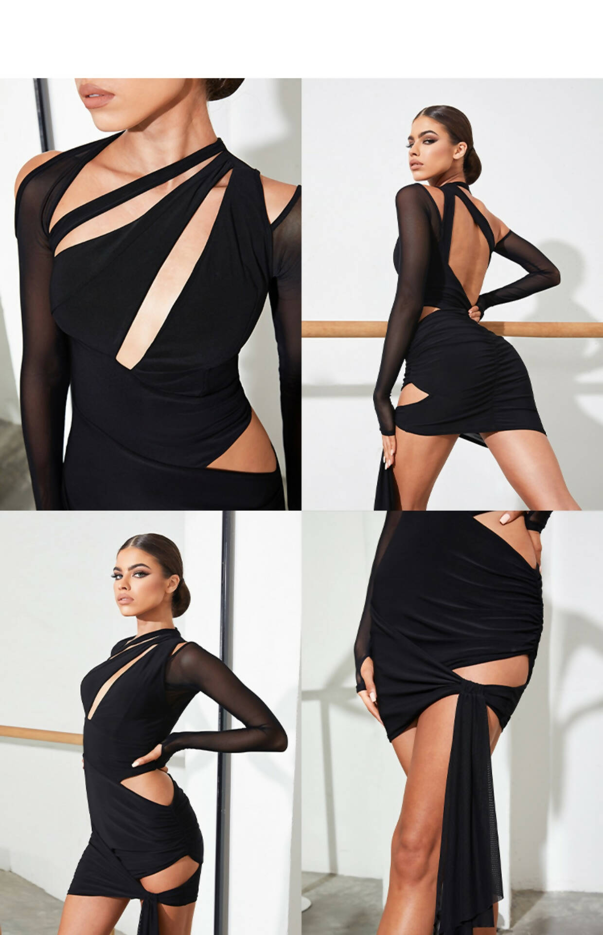 New Black Latin Dancewear Dress (dancewear, dance practice wear) 2238