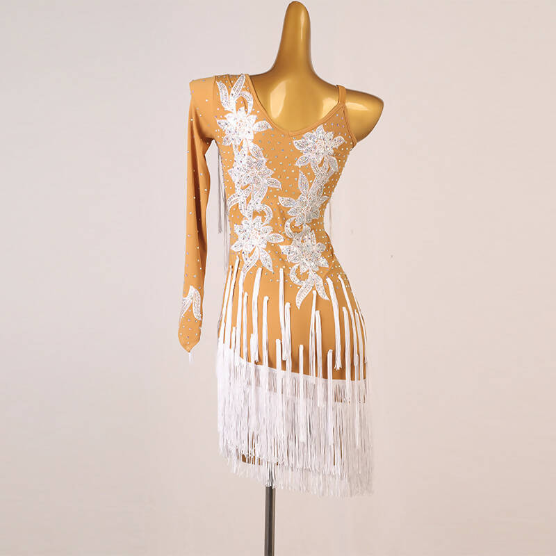 White Embellishments Rhythm Dress | LQ359Dance Dressing White Embellishments Rhythm Dress | LQ359Dance Dressing