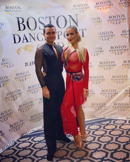 Red See Through Latin DressDance Dressing