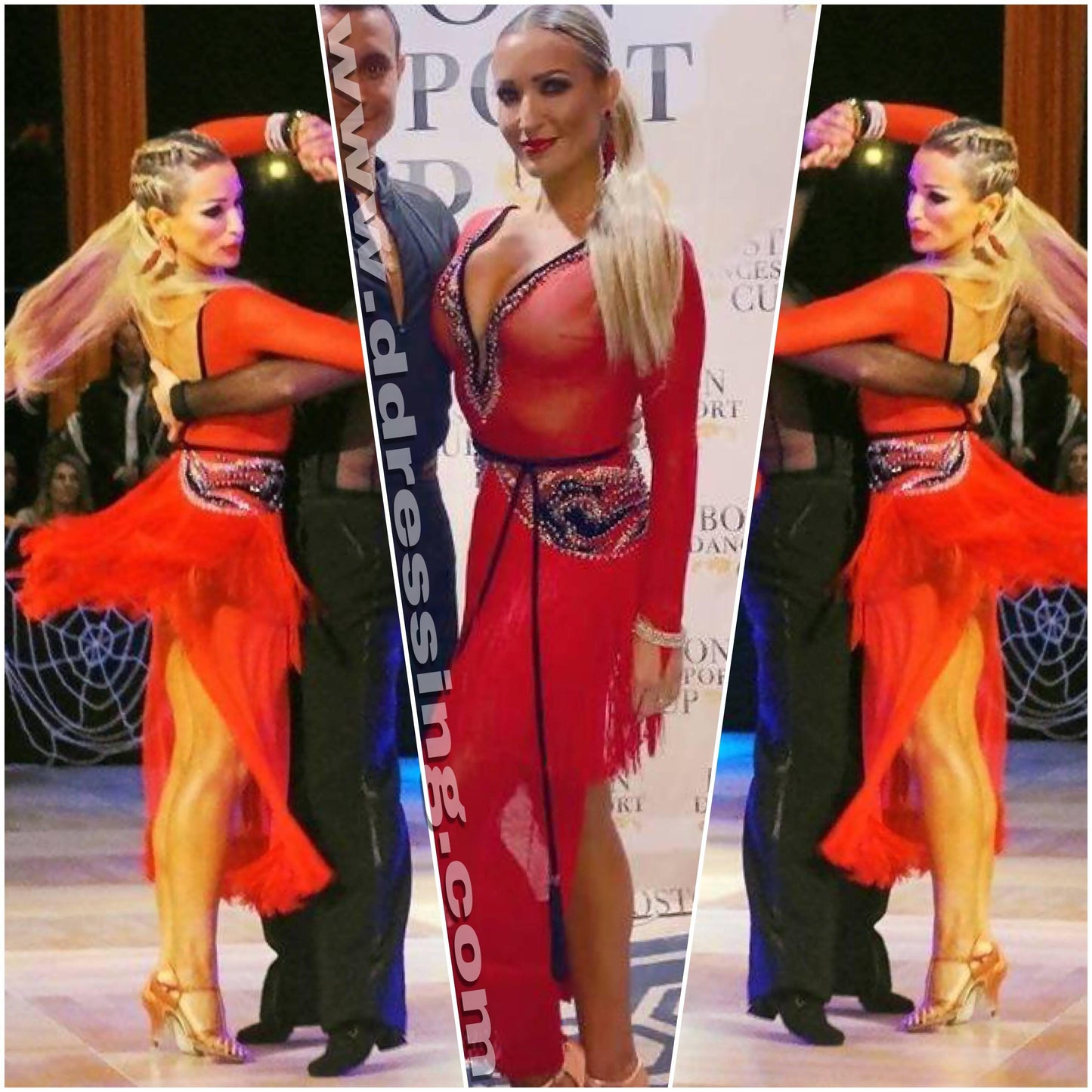 Red See Through Latin DressDance Dressing