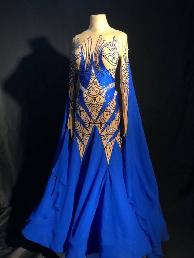 Cobalt Blue Standard Ballroom Dress (ballroom dress for sale, standard, modern, smooth)