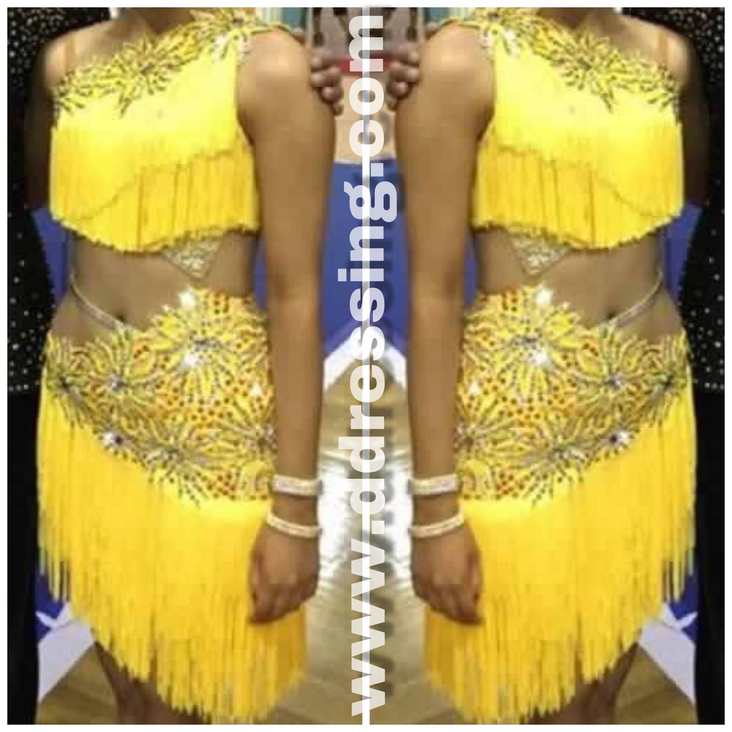 Latin Yellow Fringe Dress - DDressing